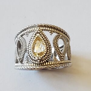 Judith Ripka Sterling Silver Ring With Canary Stone, Size 6.5